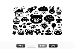 Hand Drawn Cute Black Doodle Clipart Bundle Product Image 1