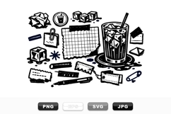 Hand Drawn Retro Drink Clipart and Label Set Product Image 1