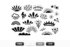 Hand Drawn Sunburst Vector Pack for Craft Design Product Image 1