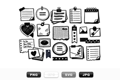 Hand Drawn Note Paper Clipart Bundle Set Product Image 1
