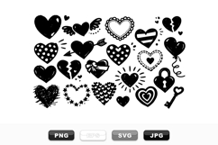 Hand Drawn Love Heart SVG Clipart Set Bundle Product Image 1