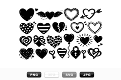 Hand Drawn Heart Icon Vector Clipart Set Product Image 1