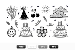 Hand Drawn Birthday Party Icon Vector Set Product Image 1