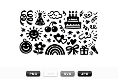 Hand Drawn Birthday Celebration Icon Set Bundle Product Image 1