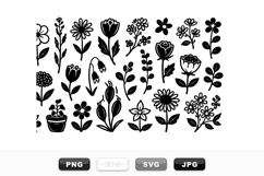 Handdrawn Black Floral Silhouette Clipart Set Product Image 1