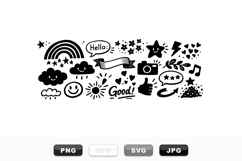 Hand Drawn Cute Doodle Icons SVG Bundle Product Image 1