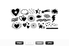 Hand Drawn Star And Heart Doodle Clipart Set Product Image 1