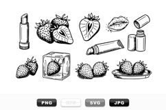Hand Drawn Strawberry And Cosmetic Clipart Bundle Product Image 1