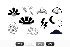 Minimal Vector Clipart Set of Sun Clouds and Lightning Product Image 1