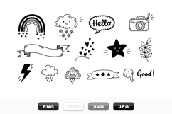 Hand Drawn Weather Icon SVG Clipart Set Product Image 1