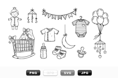 Hand Drawn Baby Shower SVG Clipart Bundle Product Image 1