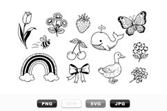 Hand Drawn Cute Nature Doodle Clipart Bundle Product Image 1