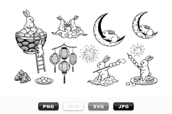 Mid Autumn Festival Bunny Clipart Set for Crafts Product Image 1