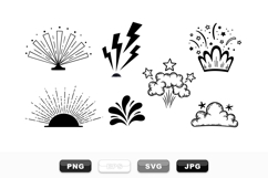Hand Drawn Retro Explosion Vector Clipart Set Product Image 1