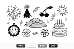 Hand Drawn Birthday Party Clipart Bundle Set Product Image 1
