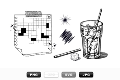 Hand Drawn Crossword Puzzle and Drink SVG Set Product Image 1