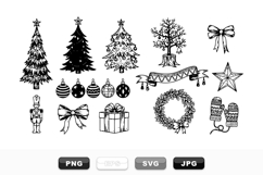 Hand Drawn Vintage Christmas Tree Clipart Bundle Product Image 1