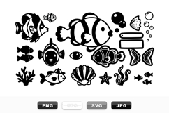Cartoon Fish And Sea Life Vector Clipart Bundle Product Image 1