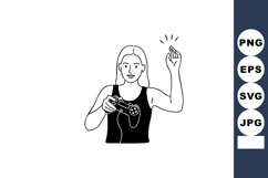 Woman playing video game holding controller with focused exp Product Image 1