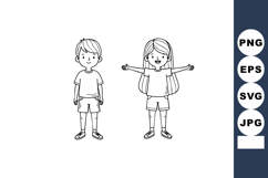 Two children standing and happy girl with arms wide open sim Product Image 1