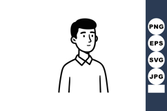 Young man simple black and white line art vector illustratio Product Image 1