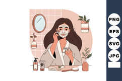 Woman applying face cream in bathroom skincare routine with Product Image 1