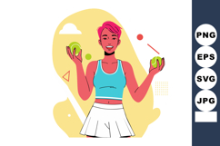 Young woman juggling tennis balls in sporty outfit with shor Product Image 1