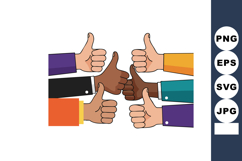 Diverse group of hands showing thumbs up gesture in colorful Product Image 1
