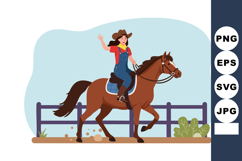 Woman riding galloping brown horse in countryside outdoor sc Product Image 1