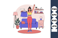 Young woman holding shorts celebrating fitness achievement i Product Image 1