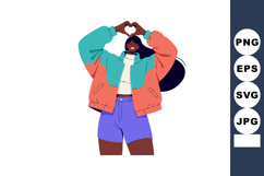 Young woman making heart shape gesture with hands colorful j Product Image 1