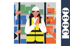Female construction worker wearing safety helmet and yellow Product Image 1
