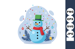 Snowman with green hat and red scarf Christmas winter celebr Product Image 1