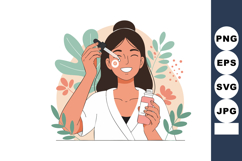 Woman Applying Facial Serum Skincare Routine with Dropper an Product Image 1