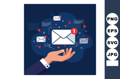 Hand Holding Email Notification Messages Communication Conce Product Image 1