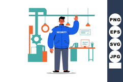 Security guard standing inside industrial workplace with rai Product Image 1