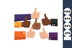 Diverse hands showing thumbs up gesture in business suits po Product Image 1