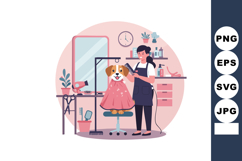Dog Grooming Salon with Woman Trimming Pet Hair in Modern In Product Image 1