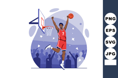 Basketball player dunking ball in red uniform during game wi Product Image 1