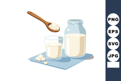 Probiotic Kefir Milk Drink with Jar Glass and Wooden Spoon I Product Image 1