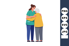 Caregiver hugging elderly woman showing support and compassi Product Image 1