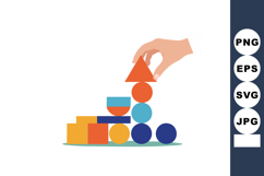 Hand stacking colorful geometric shapes in educational toy f Product Image 1