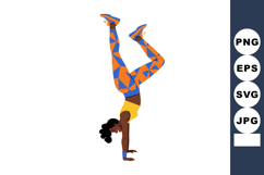Woman performing handstand exercise in geometric patterned l Product Image 1