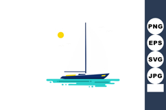 Sailboat on calm sea with sun in clear sky nautical vector i Product Image 1