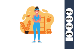 Fit woman in blue workout clothes standing with arms crossed Product Image 1
