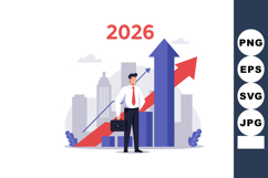 Businessman with briefcase and growth arrows forecasting fin Product Image 1