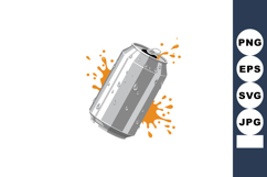 Silver soda can with orange splash vector illustration in mo Product Image 1