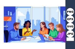 Diverse team collaborating in modern office during meeting w Product Image 1