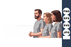 Group of three young people standing side by side in casual Product Image 1