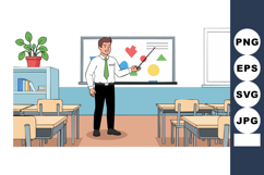 Teacher explaining geometric shapes to students in modern cl Product Image 1